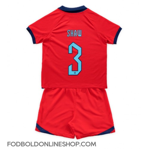 England Luke Shaw #3 Udebane Trøje Børn VM 2022 Kortærmet (+ Korte bukser)